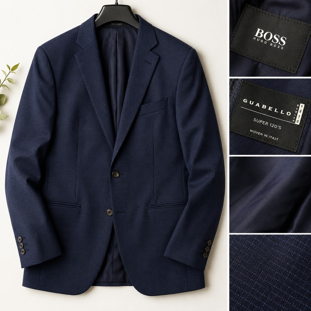 Hugo Boss Guabello Super 120s Virgin Wool Blazer Mens 40R Navy Sport Coat
